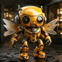 ai généré 3d robot dessin animé abeille photo