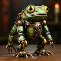 ai généré 3d grenouille dessin animé robot photo