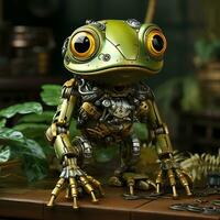 ai généré 3d grenouille dessin animé robot photo