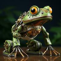 ai généré 3d grenouille dessin animé robot photo