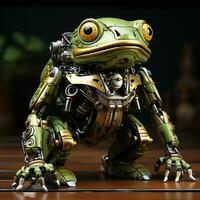 ai généré 3d grenouille dessin animé robot photo