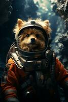 ai généré astronaute shiba dessin animé fond d'écran photo