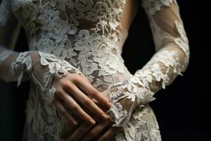 ai généré robe femme la mariée femelle Matin dentelle fête blanc mariage Contexte mode photo