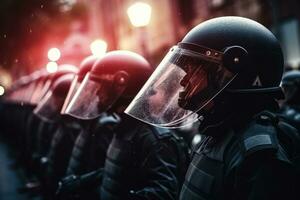 ai généré foule police politique la grève protection rue Mars ville émeute Chine loi la démocratie photo