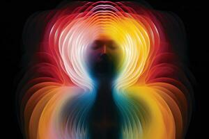 ai généré abstrait énergie mouvement lumière coloré brillant futuriste fractale illustration fantaisie photo