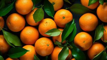 ai généré des fruits santé juteux marché en bonne santé feuilles vitamine des oranges agrumes mûr Jaune nourriture sucré photo