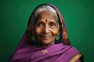 ai généré Indien âge bonheur tradition Inde femelle femmes Dame culture personnes âgées la personne Sénior photo