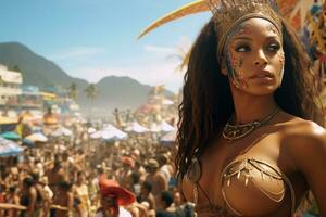 ai généré la musique parade femelle la personne carnaval samba Festival Danse Brésil culture mode Danseur photo