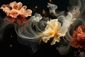 ai généré aqua fumée Créatif encre l'eau sous-marin aquarelle magnifique magenta des peintures fleur photo