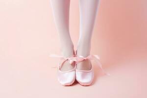 ai généré interprète studio chaussure beauté Danseur rose chaussure élégance pointe la grâce Danse ballet photo