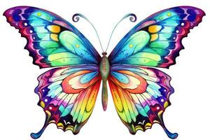 ai généré Orange ailes morpho insecte été collection animal printemps brillant bleu papillon noir photo