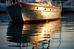 ai généré bleu océan réflexion Port vacances côte port mer navire été yacht nautique photo