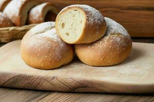 ai généré Frais cuit pain Rouleaux. pro photo