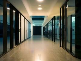 couloir dans une moderne Bureau bâtiment ai génératif photo
