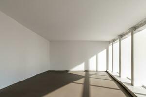 vide blanc pièce avec les fenêtres et ombre ai génératif photo