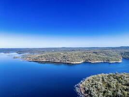 aérien vue de une drone pris à copéton barrage nord estrans en dehors près Inverell, Nouveau Sud Pays de Galles, 2360, Australie photo