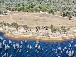 aérien vue de une drone pris à copéton barrage nord estrans en dehors près Inverell, Nouveau Sud Pays de Galles, 2360, Australie photo