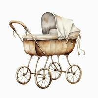 ai généré aquarelle bébé le chariot clipart sur blanc Contexte. ai généré photo