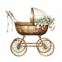 ai généré aquarelle bébé le chariot clipart sur blanc Contexte. ai généré photo