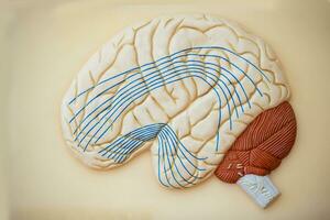 modèle de le Humain cerveau pour enseignement dans le médical classe. le structure de le cerveau. photo