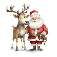 ai généré mignonne Père Noël claus permanent avec renne. ai généré photo