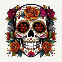 ai généré mexicain des roses crâne. mexicain des roses crâne. dia de los muertos shugar coloré diriger. ai généré photo