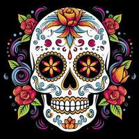 ai généré mexicain des roses crâne. mexicain des roses crâne. dia de los muertos shugar coloré diriger. ai généré photo