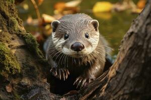 ai généré loutre dans le l'eau. ai généré photo