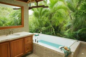 ai généré tropical style salle de bains. pro photo