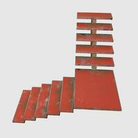 rouge rouillé escalier isolé dans blanc Contexte photo