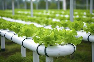 ai généré hydroponique salade croissance. ai généré photo