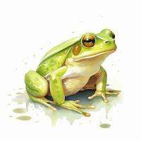 ai généré aquarelle vert grenouille sur blanc Contexte. ai généré photo