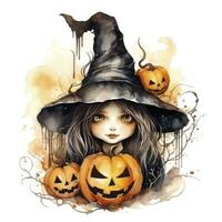 ai généré aquarelle Halloween illustration sur blanc Contexte. ai généré photo