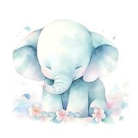 ai généré aquarelle bébé l'éléphant. ai généré photo