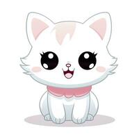 ai généré mignonne kawaii chat clipart icône blanc Contexte. ai généré photo