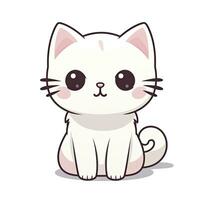 ai généré mignonne kawaii chat clipart icône blanc Contexte. ai généré photo