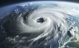 ai généré super typhon, tropical tempête, cyclone, tornade, plus de océan. temps Contexte. génératif ai photo