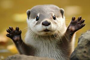 ai généré loutre dans le l'eau. photo