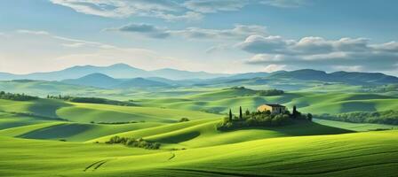 ai généré vert collines . photo