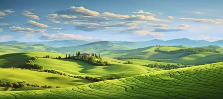 ai généré vert collines . photo