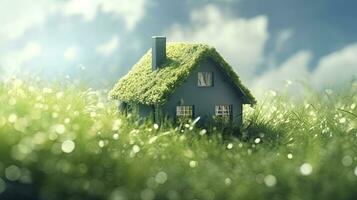 ai généré vert et écologiquement amical logement concept. ai généré photo