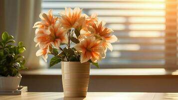 ai généré fleur pot sur une Bureau bureau, succulent cactus vase, génératif ai photo