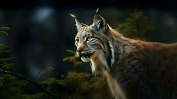 ai généré Lynx européen dans Naturel habitat. sauvage la nature. haute qualité. ai génératif photo