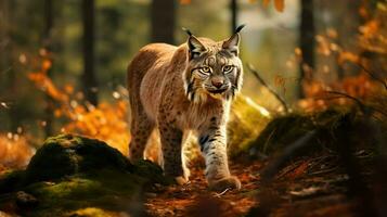 ai généré Lynx européen dans Naturel habitat. haute qualité. ai génératif photo