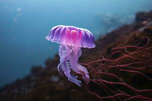 ai généré mauve aiguillon violet méduse. ai généré. photo