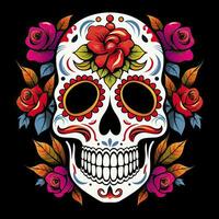 ai généré mexicain des roses crâne. mexicain des roses crâne. dia de los muertos shugar coloré diriger. ai généré photo