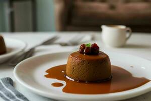 ai généré caramel au beurre pudding. pro photo