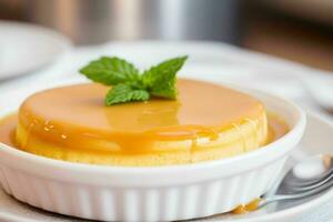 ai généré caramel Crème pudding. pro photo