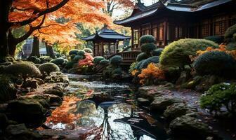 ai généré brillant couleurs dans jardin photo