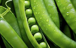 ai généré proche en haut de pois dans pois cosse. ai généré photo